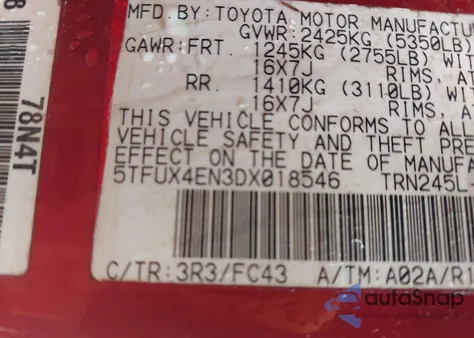 2013 Toyota Tacoma from USA, damaged, VIN 5TFUX4EN3DX018546